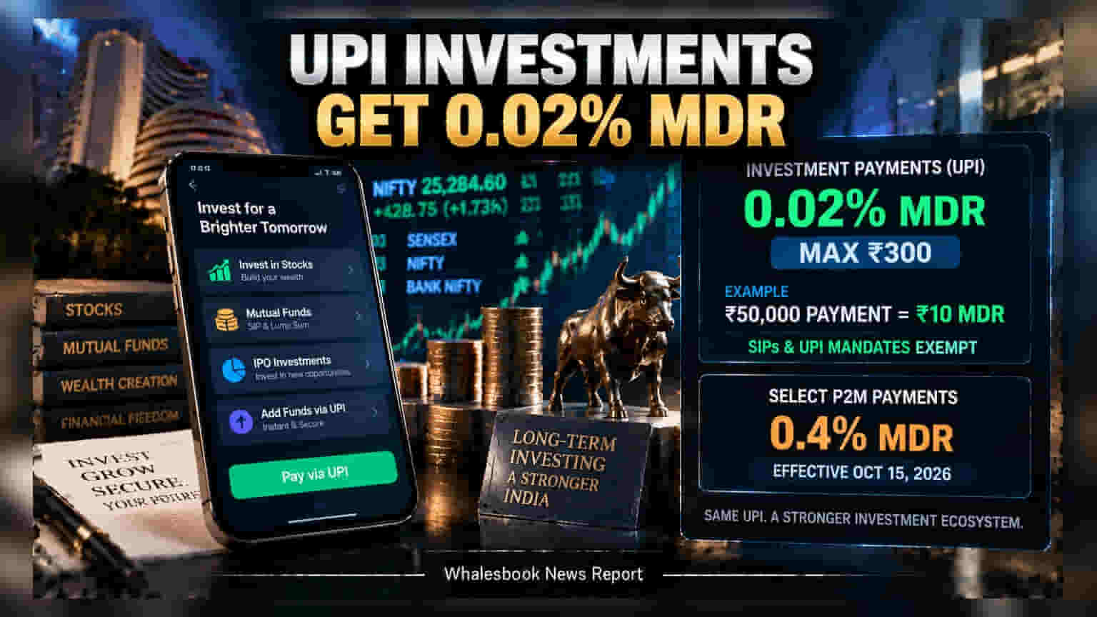 UPI Payment ਨਿਯਮਾਂ ਵਿੱਚ ਬਦਲਾਅ: 15 ਅਕਤੂਬਰ ਤੋਂ ਨਿਵੇਸ਼ 'ਤੇ ਲੱਗੇਗਾ 0.02% ਦਾ ਚਾਰਜ