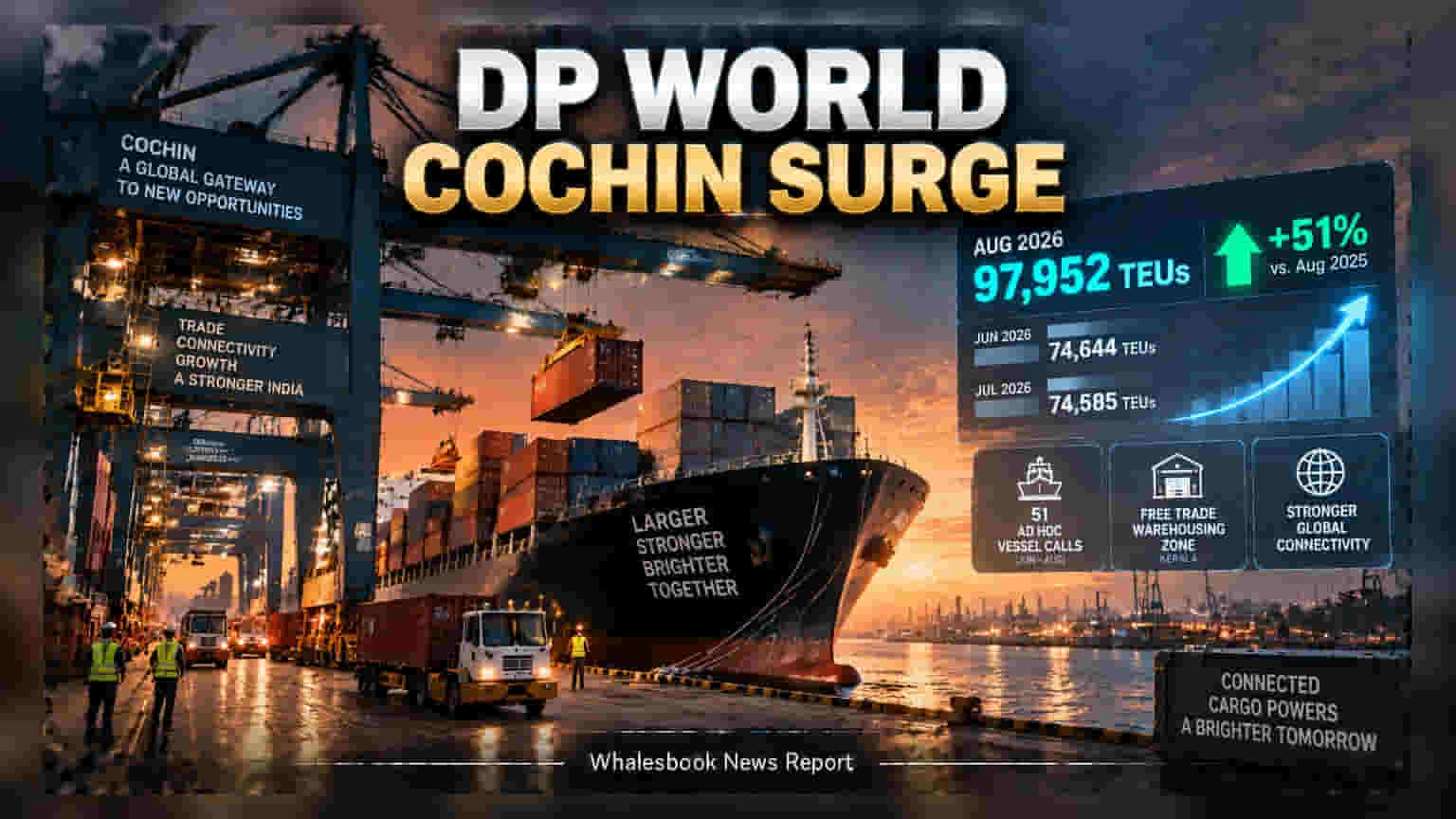DP World Cochin: કોચી ટર્મિનલે રચ્યો ઈતિહાસ, કાર્ગો હેન્ડલિંગમાં **51%** નો તોફાની ઉછાળો
