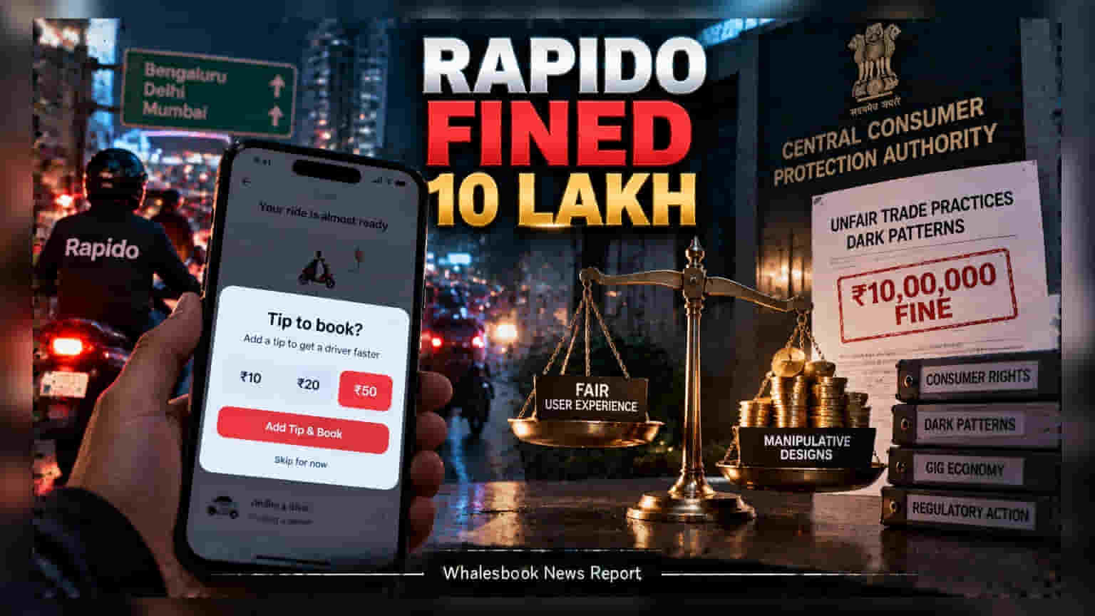 Rapido மீது அதிரடி நடவடிக்கை! 'Dark Patterns' புகாரால் ₹10 லட்சம் அபராதம்