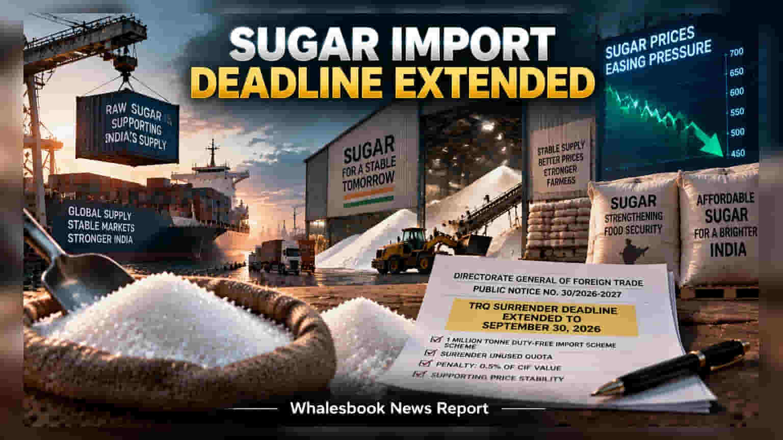 DGFT Extends Sugar Import Quota Surrender Deadline to Sept 30