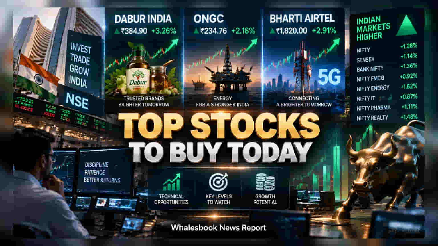 Dabur, ONGC, Airtel Among Stocks Seen as Technical Plays