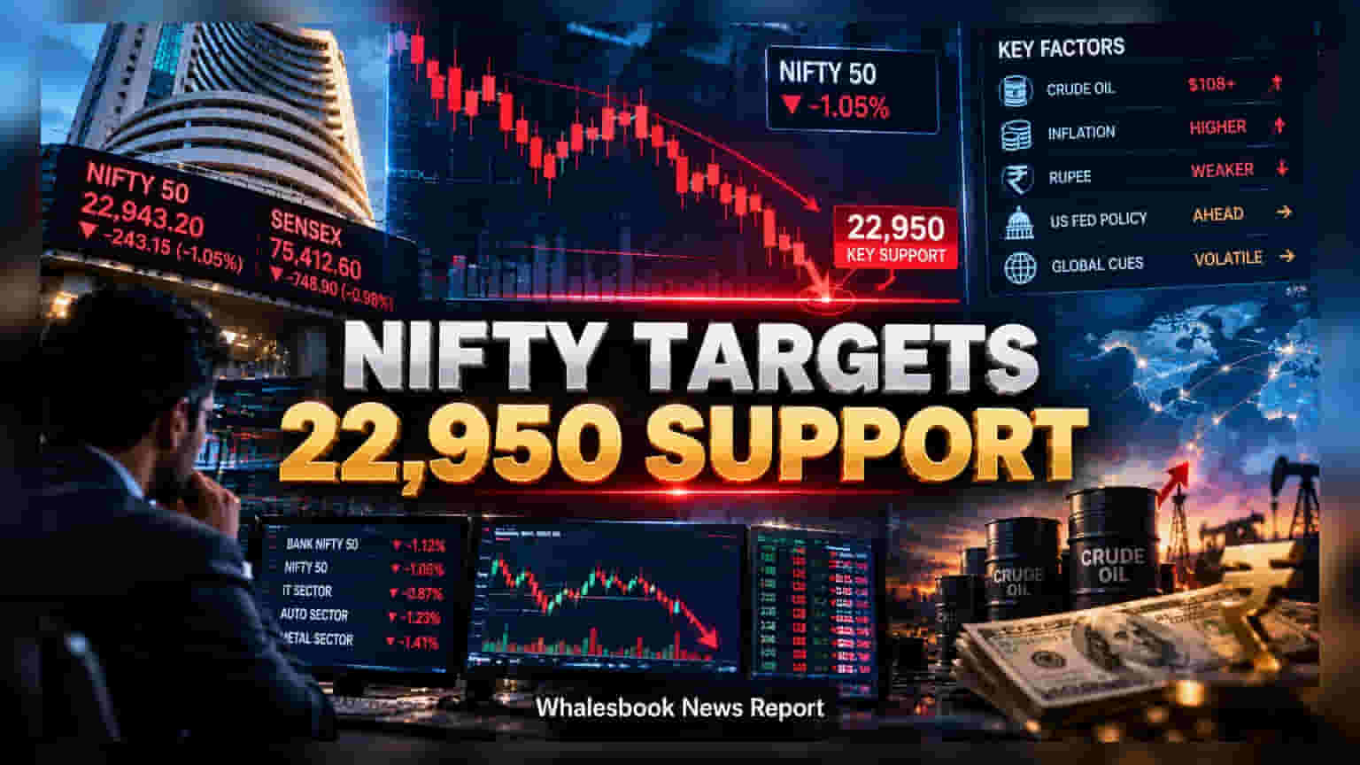Nifty Faces Continued Selling Pressure, 22,950 Support in Focus