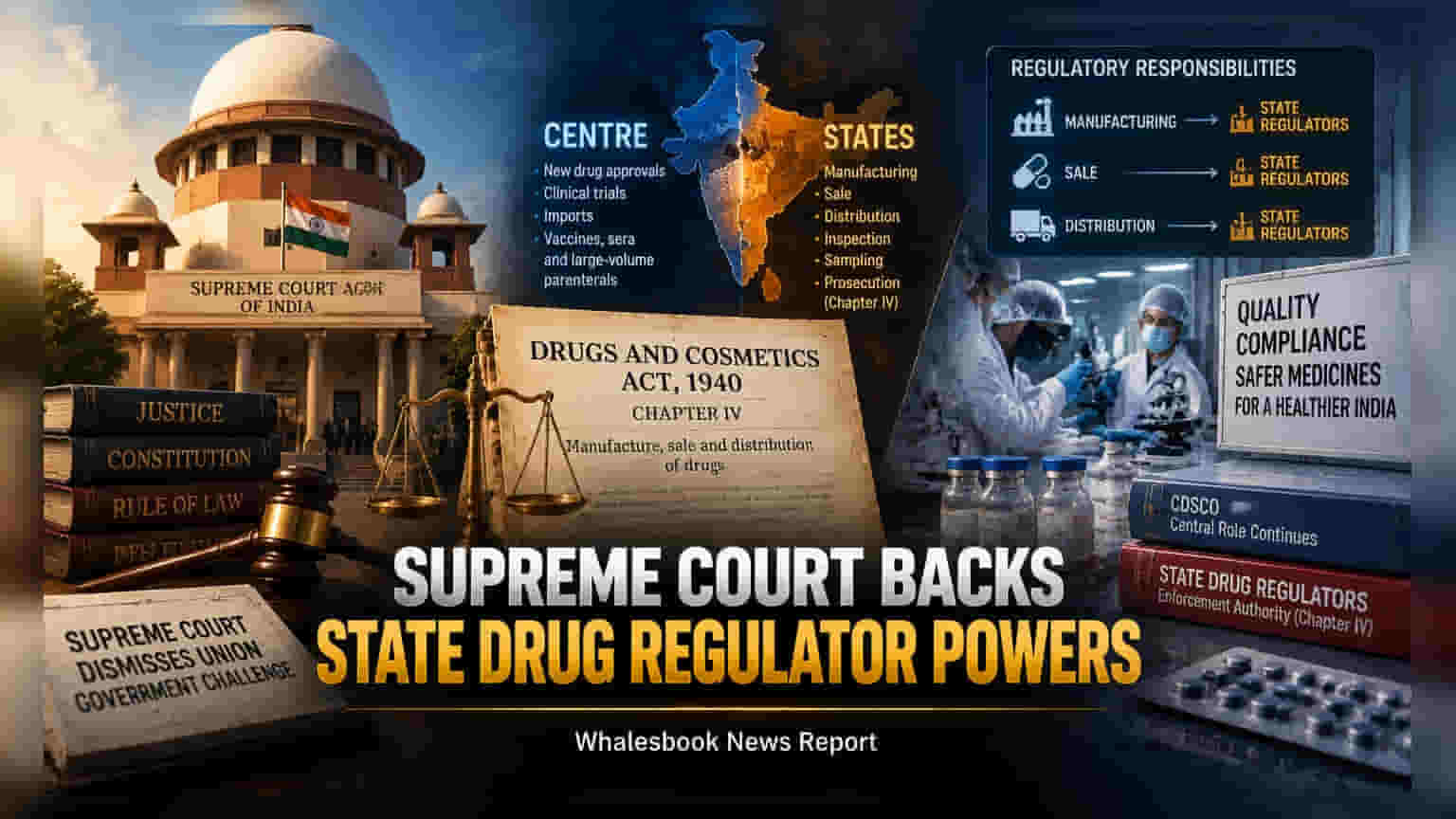 Supreme Court का बड़ा फैसला: ड्रग एन्फोर्समेंट पर राज्यों का दबदबा, CDSCO के अधिकारों पर लगा लगाम