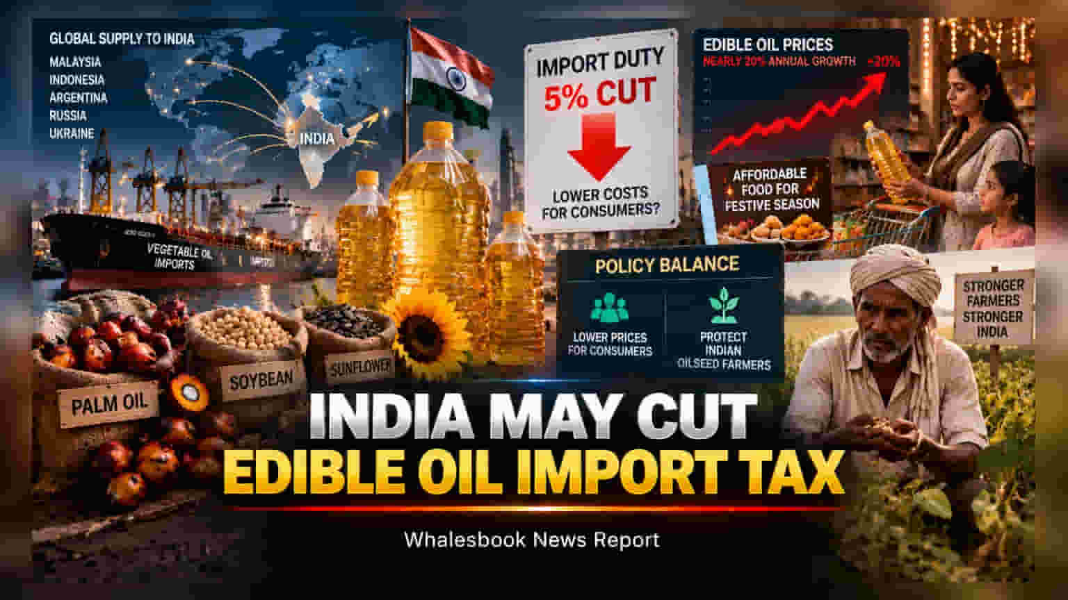 Edible Oil: महागाईवर लगाम घालण्यासाठी सरकारचा मोठा विचार, आयात शुल्कात **५%** कपातीची शक्यता