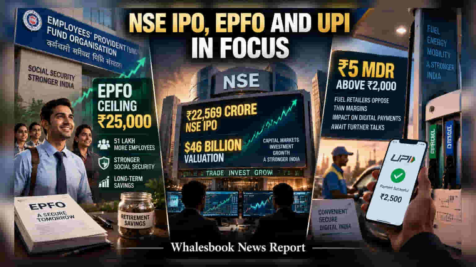 NSE IPO Opens at ₹1,700–₹1,785; EPFO Wage Ceiling Hiked to ₹25,000