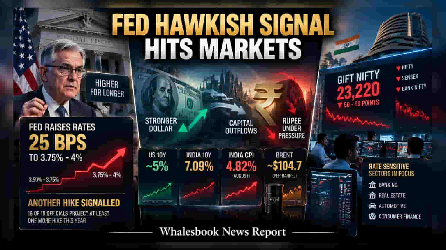 Indian Markets Face Weak Start as US Fed Hikes Rates to 3.75%-4%