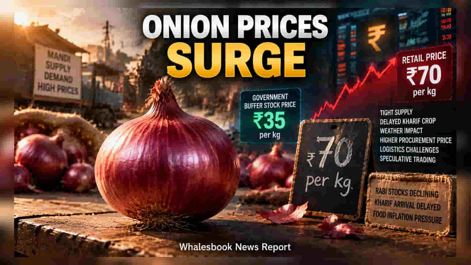 Onion Prices Hold Near Rs 70 Despite Government Buffer Sales