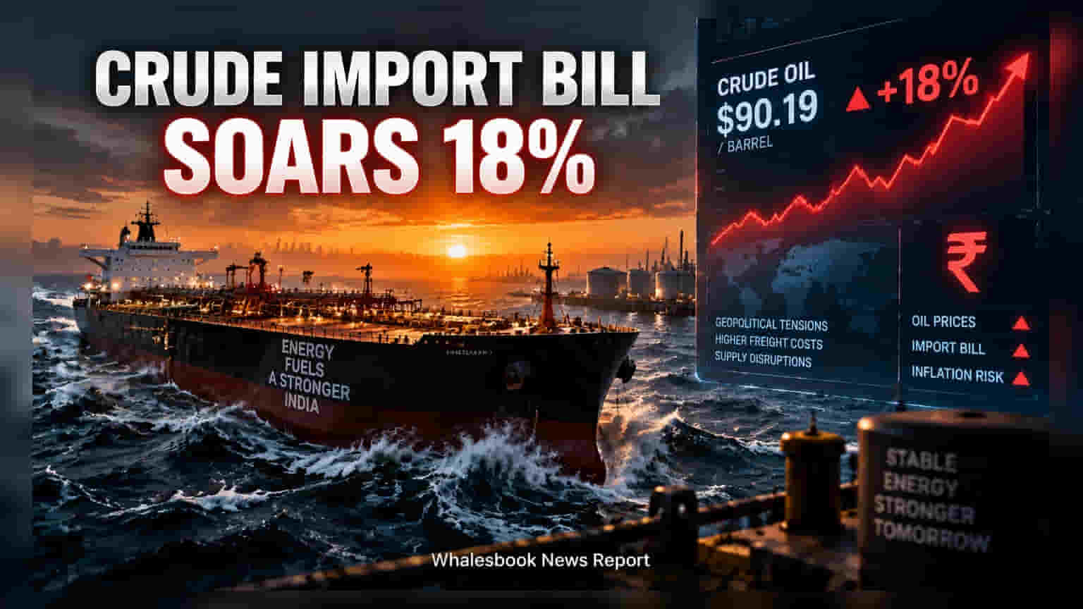 Crude Oil Import Bill: भारताच्या क्रूड ऑईल बिलात **१८%** ची मोठी वाढ, महागाईचे संकट वाढणार?