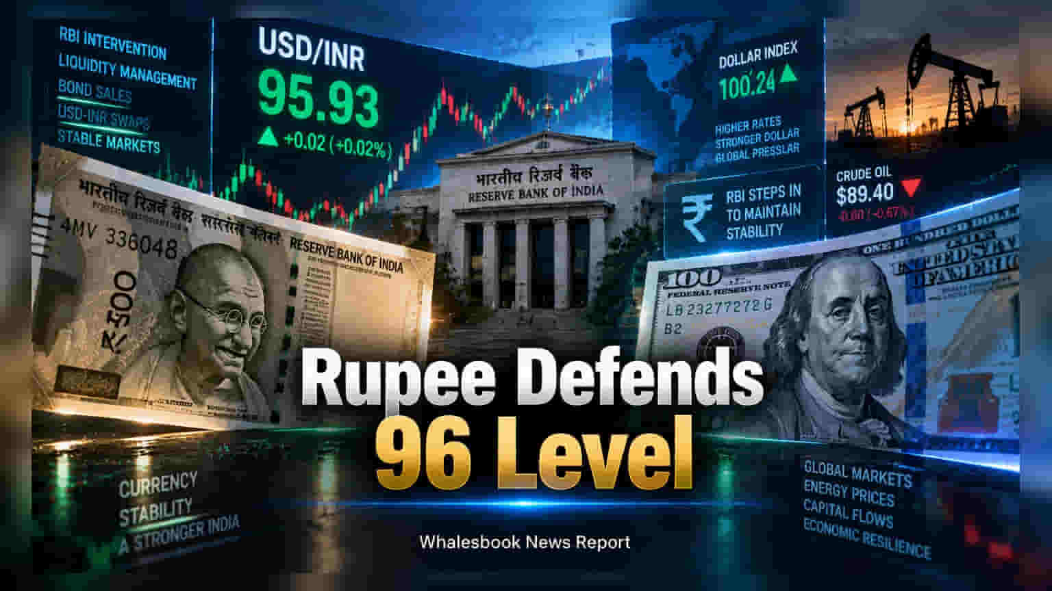 Indian Rupee: RBI ਦੇ ਸਹਾਰੇ ਰੁਪਿਆ ਹੋਇਆ ਸਟੇਬਲ, **95.93** ਦੇ ਪੱਧਰ 'ਤੇ ਹੋਈ ਕਲੋਜ਼ਿੰਗ