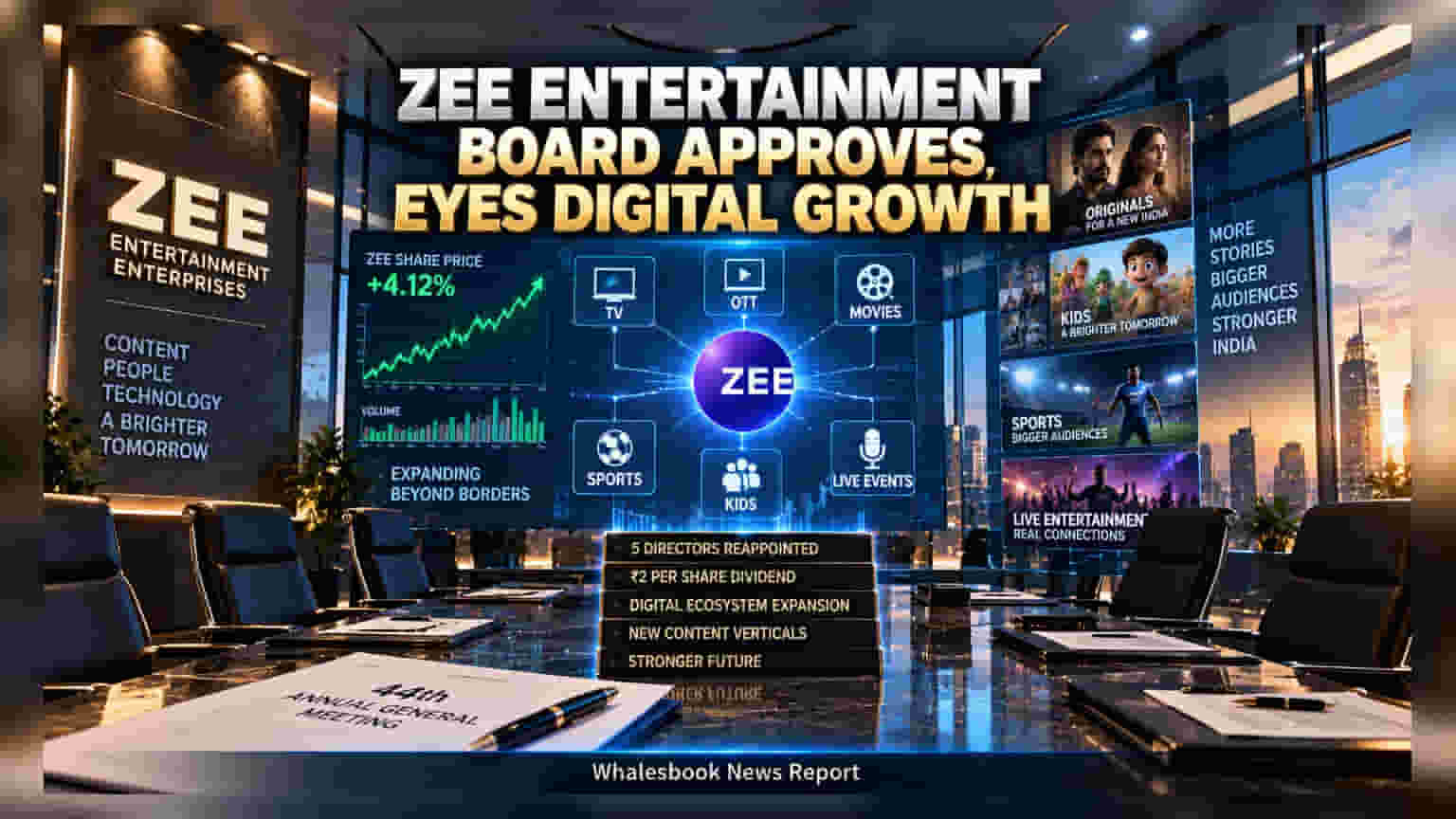 Zee Entertainment માં મોટા ફેરફાર: ડિરેક્ટર્સની ફરી નિમણૂક અને હવે ડિજિટલ પર કંપનીનું ફોકસ