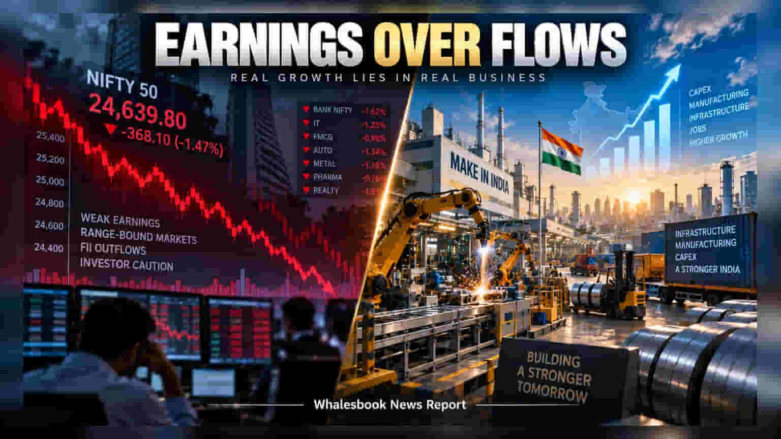 Indian Stock Market: केवळ FII चा दबाव नाही, लार्ज-कॅप कंपन्यांच्या 'सुस्त' कमाईमुळे मार्केटचा वेग मंदावला