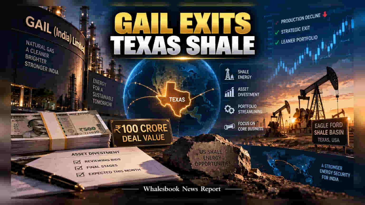 GAIL ਦਾ ਵੱਡਾ ਫੈਸਲਾ: US Eagle Ford Shale ਪ੍ਰੋਜੈਕਟ ਤੋਂ ਬਾਹਰ ਹੋਵੇਗੀ ਕੰਪਨੀ, ਡੀਲ ਦੀ ਕੀਮਤ **₹100 ਕਰੋੜ**