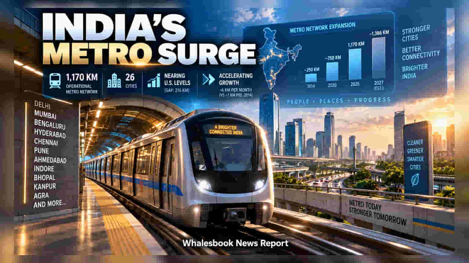 India’s Metro Network Hits 1,170 km, Targeting US Record by 2027