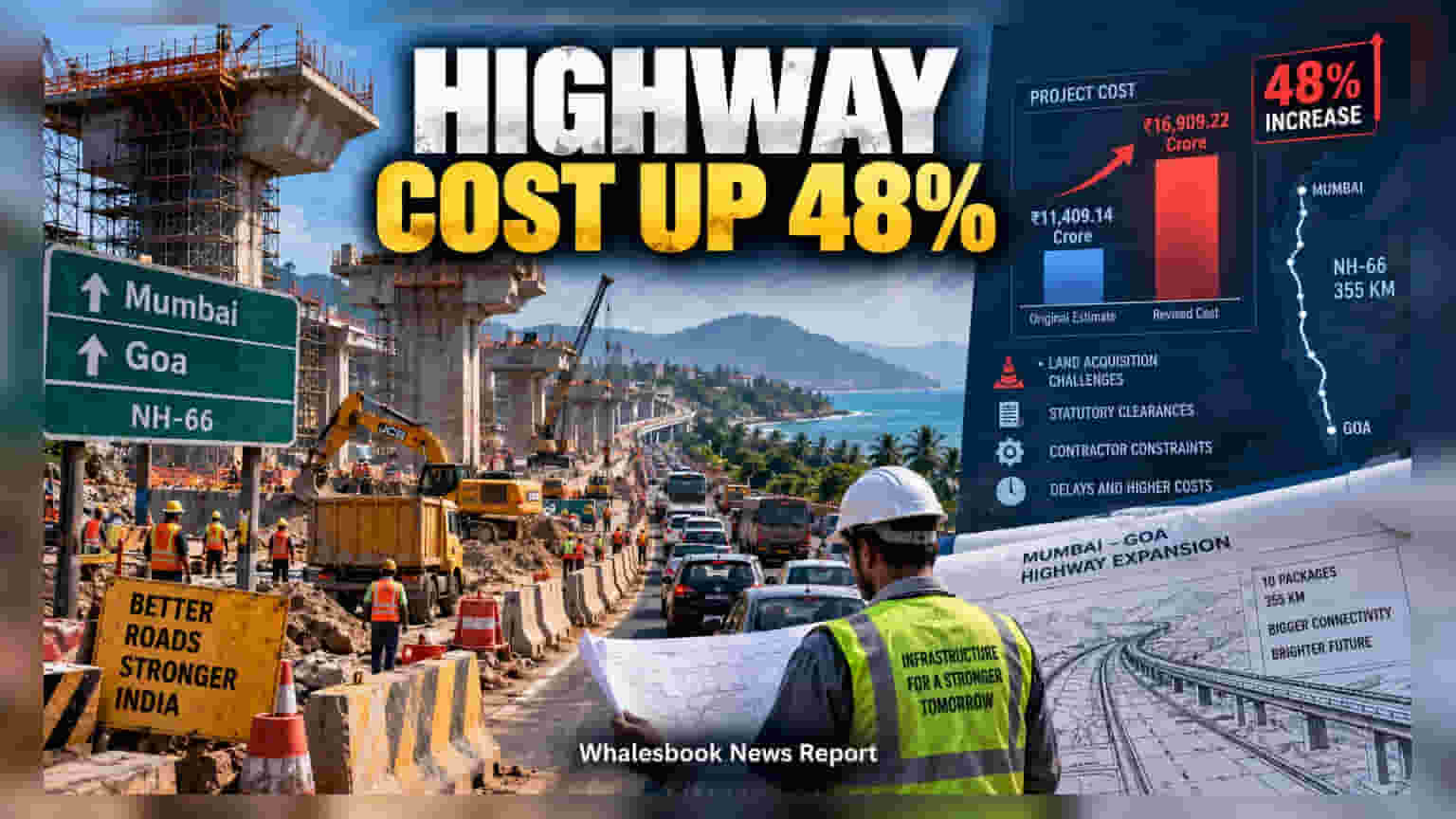 Mumbai-Goa Highway: પ્રોજેક્ટનો ખર્ચ **48%** વધીને **₹16,909 કરોડ** પહોંચ્યો