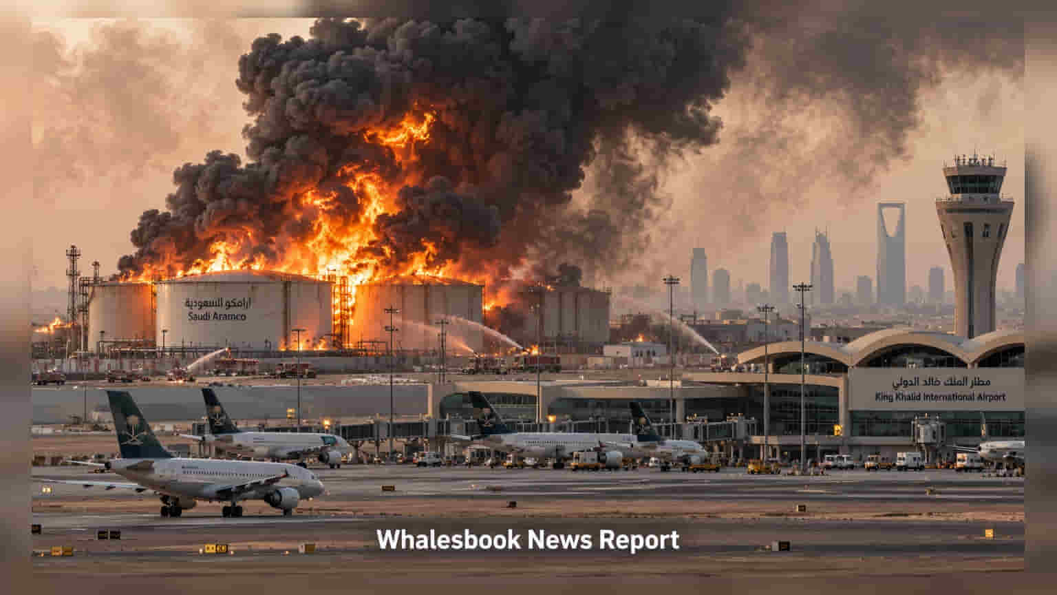 Saudi Aramco Fuel Depot Fire: रियाद एयरपोर्ट के पास भीषण आग, फ्लाइट्स ठप