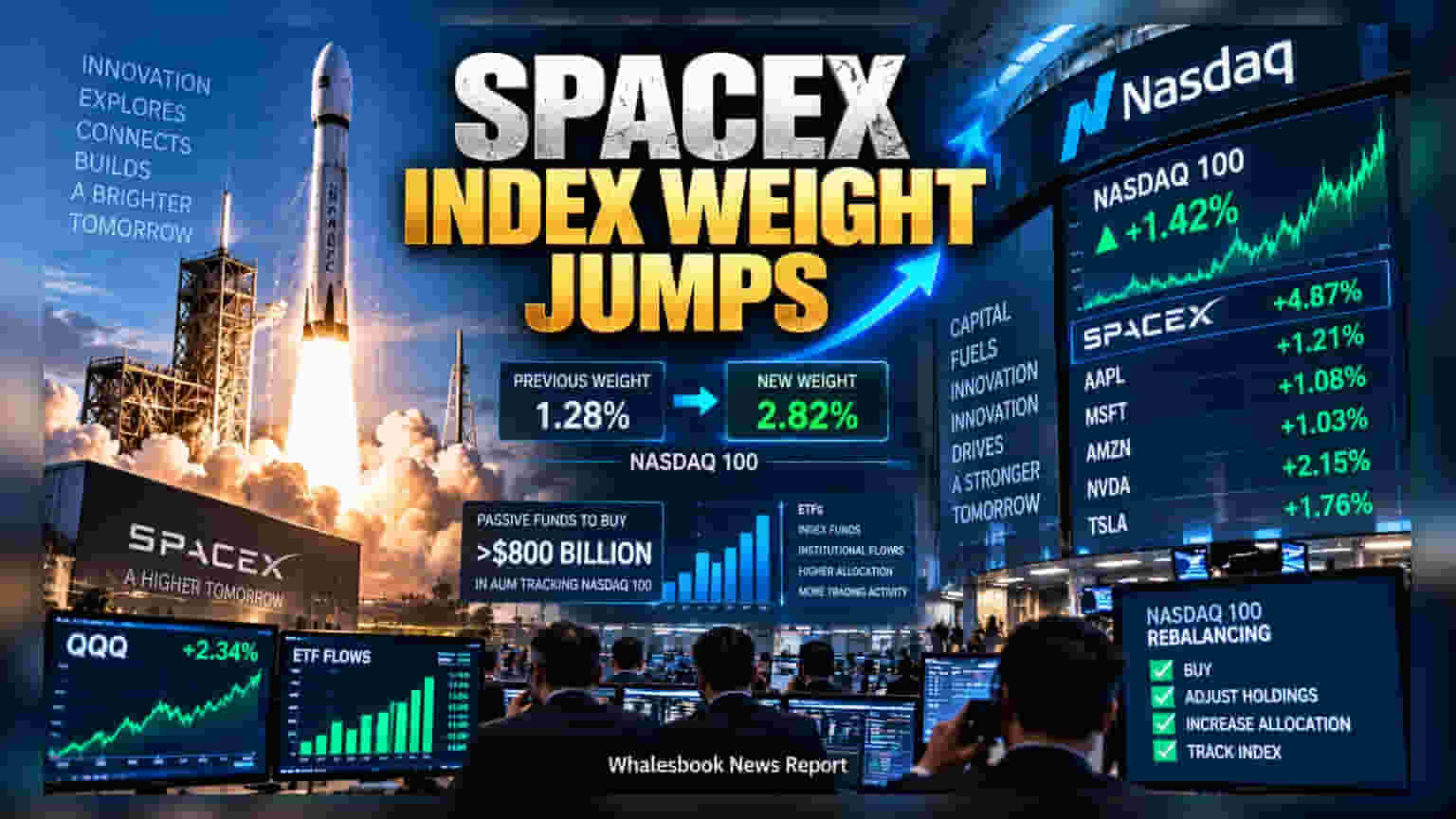 SpaceX Nasdaq 100 માં મોટો ફેરફાર: ઈન્ડેક્સમાં વેઇટેજ વધીને **2.82%** થયું