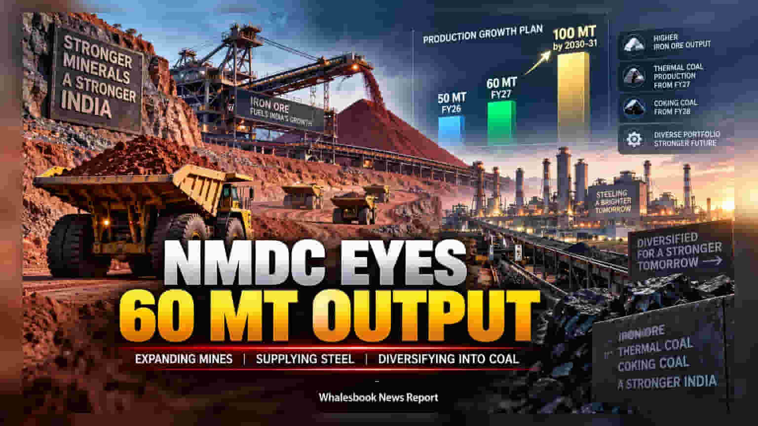 NMDC નો મોટો લક્ષ્યાંક: FY27 સુધીમાં **60 MT** આયર્ન ઓર પ્રોડક્શનનું પ્લાનિંગ