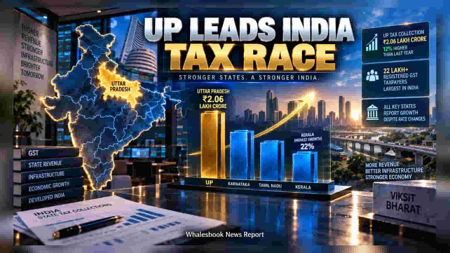 Uttar Pradesh Tops State Tax Collections at ₹2.06 Lakh Crore