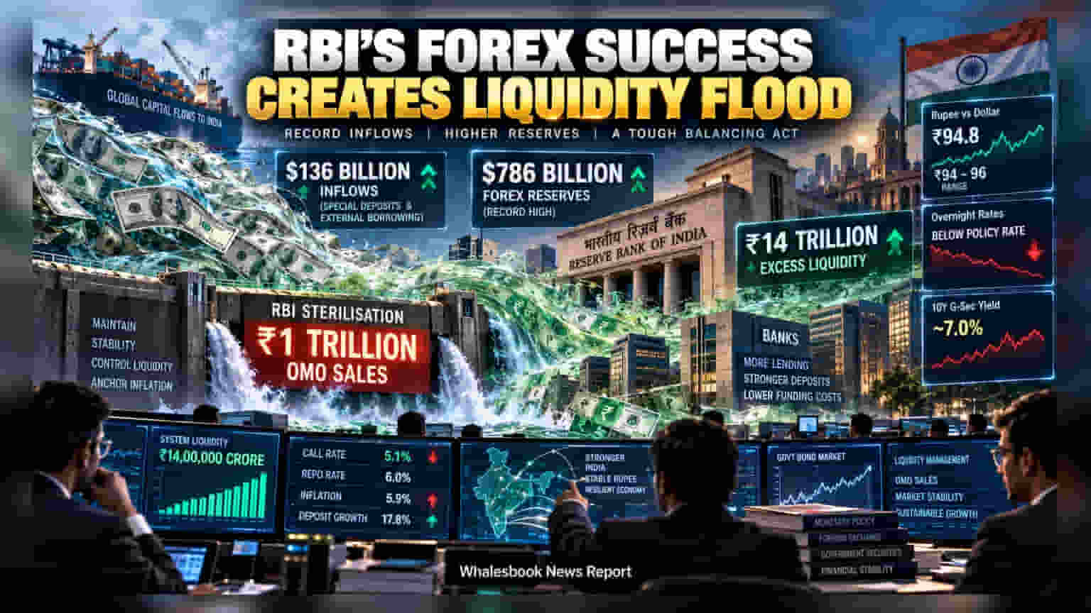 RBI Battles ₹14 Trillion Liquidity Surplus After Inflows