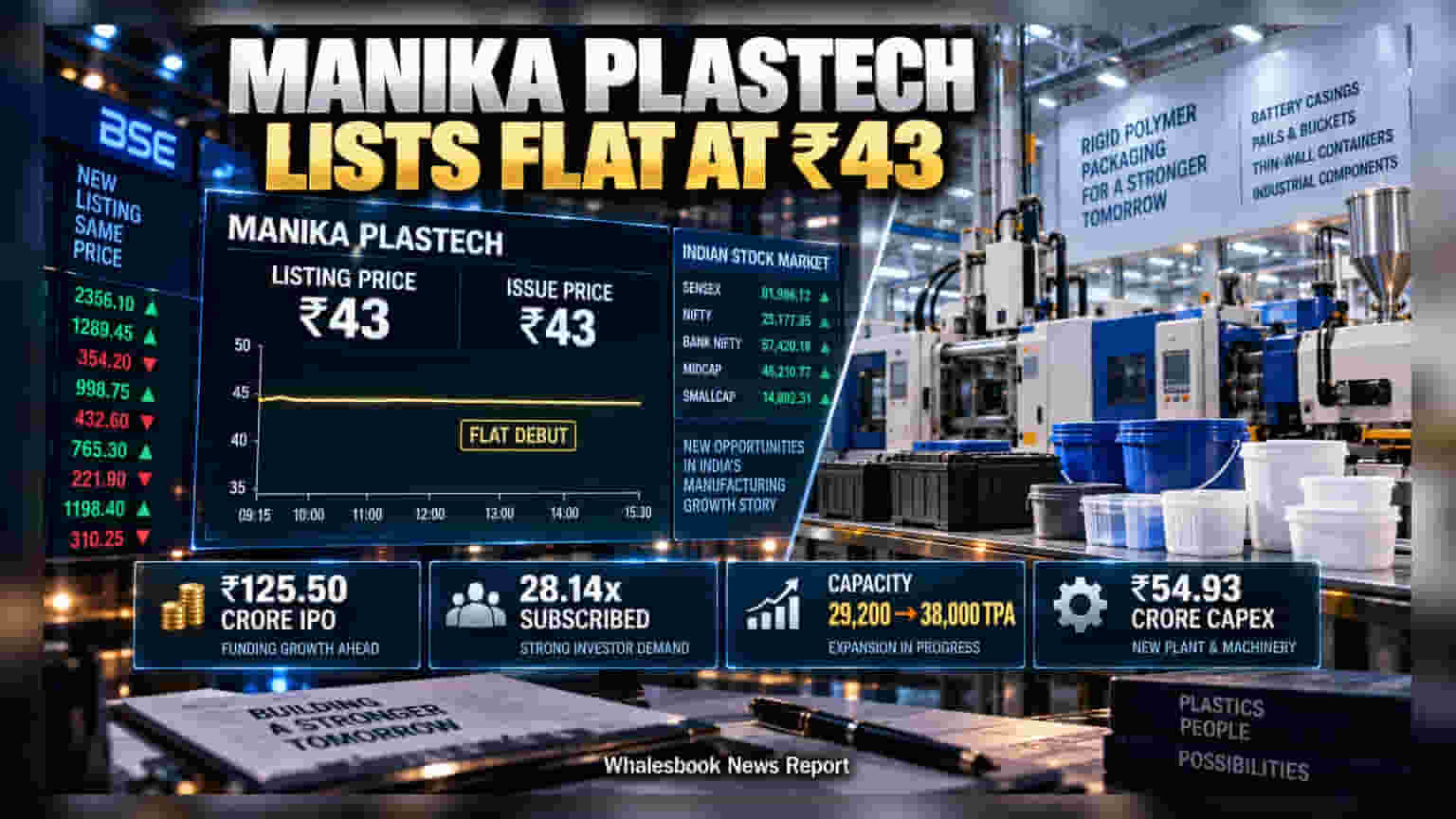 Manika Plastech Lists Flat at ₹43 After 28x Subscription