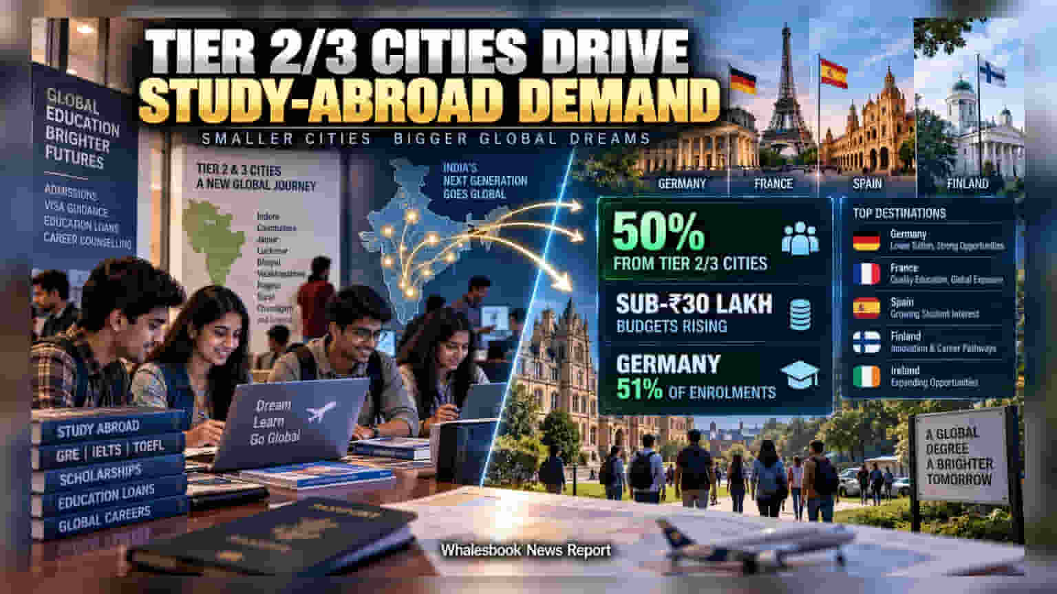 Study-Abroad Market: ਹੁਣ ਛੋਟੇ ਸ਼ਹਿਰਾਂ ਦਾ ਦਬਦਬਾ, 50% ਵਿਦਿਆਰਥੀ Tier 2 ਤੇ Tier 3 ਤੋਂ!