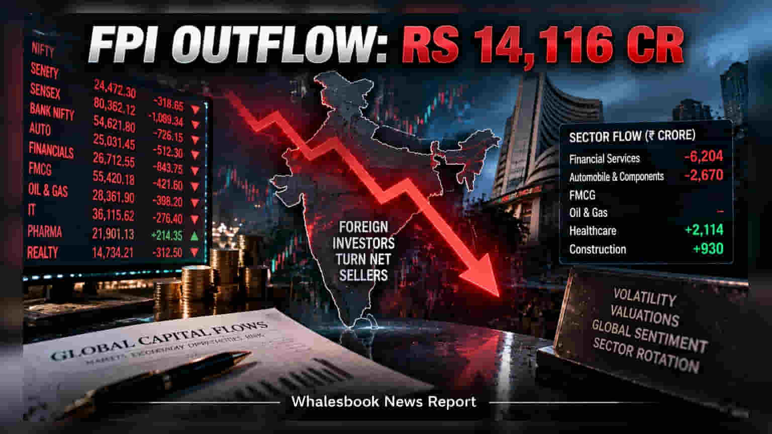 FPIs Sell: இந்திய சந்தையில் இருந்து வெளியேறிய வெளிநாட்டு முதலீட்டாளர்கள்! வெறும் 15 நாட்களில் **₹14,116 கோடி** விற்பனை