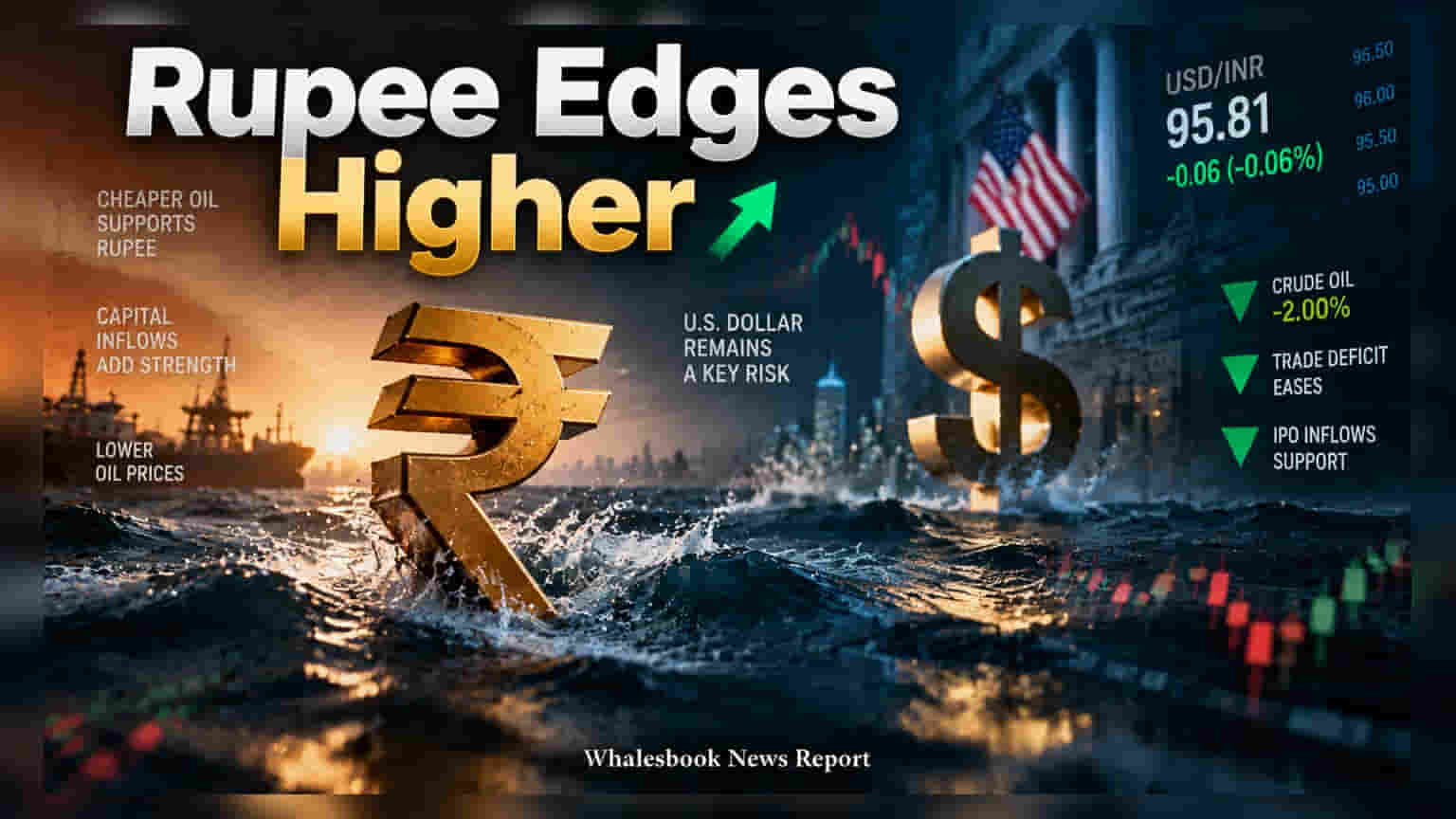 Rupee Strengthens to 95.81 Against Dollar on Lower Oil Prices