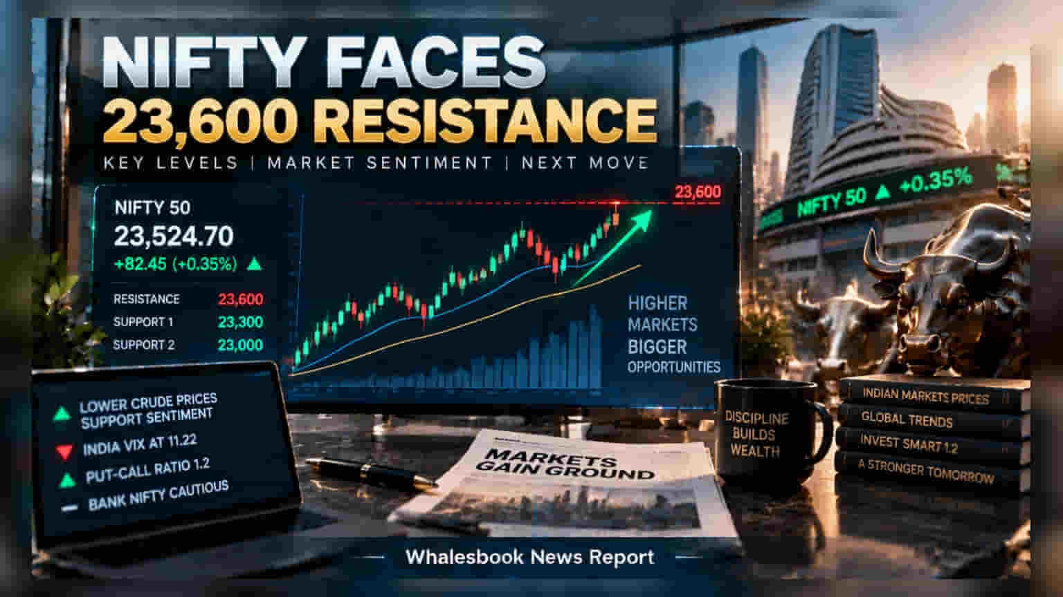 Nifty 50 Extends Gains to 4th Day; 23,600 Is Key Hurdle