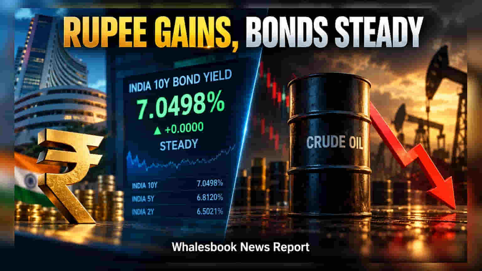 India 10-Year Bond Yield Stable, Rupee Gains on Oil Relief