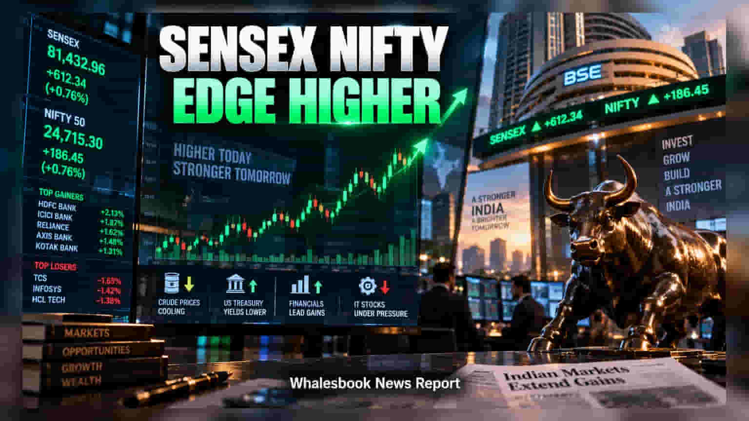 Sensex, Nifty Rise as Falling Oil and Yields Aid Recovery