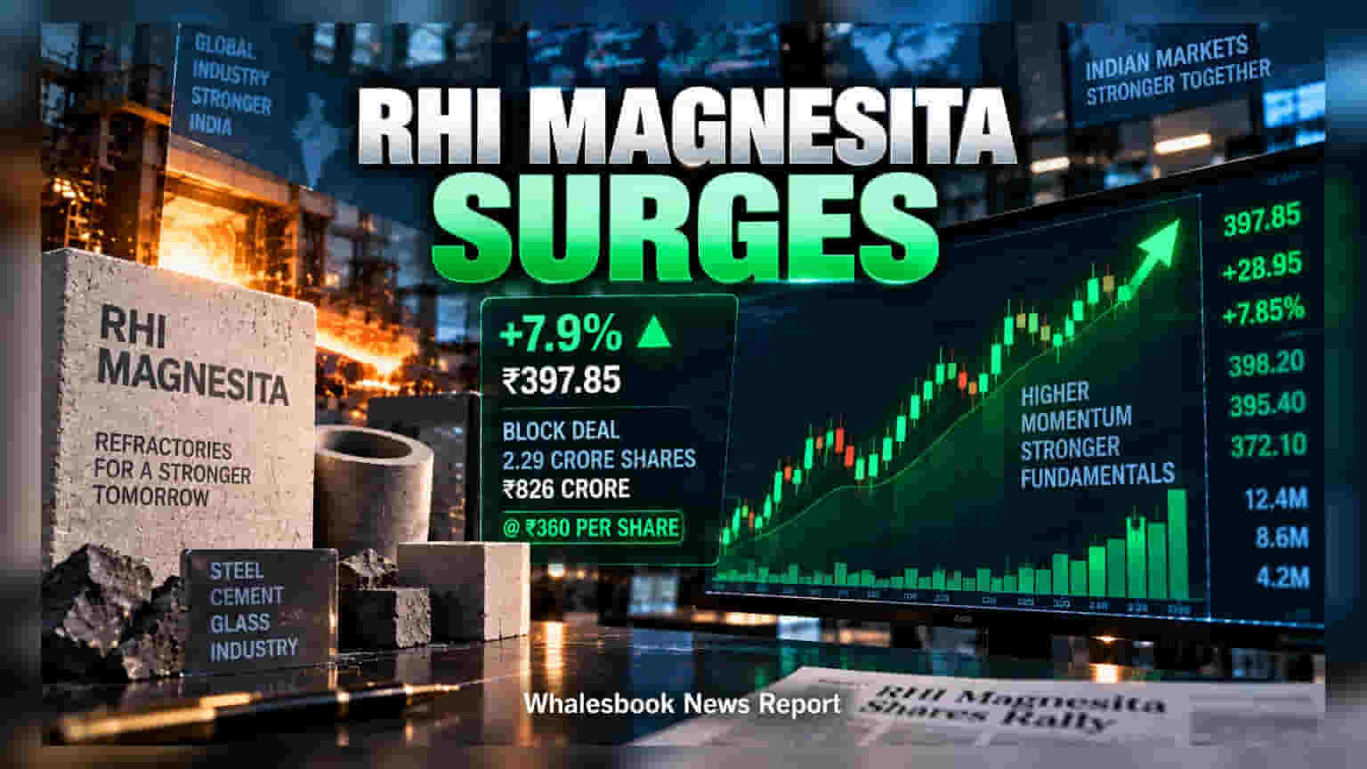 RHI Magnesita Shares Rise 8% After ₹826 Crore Block Deal