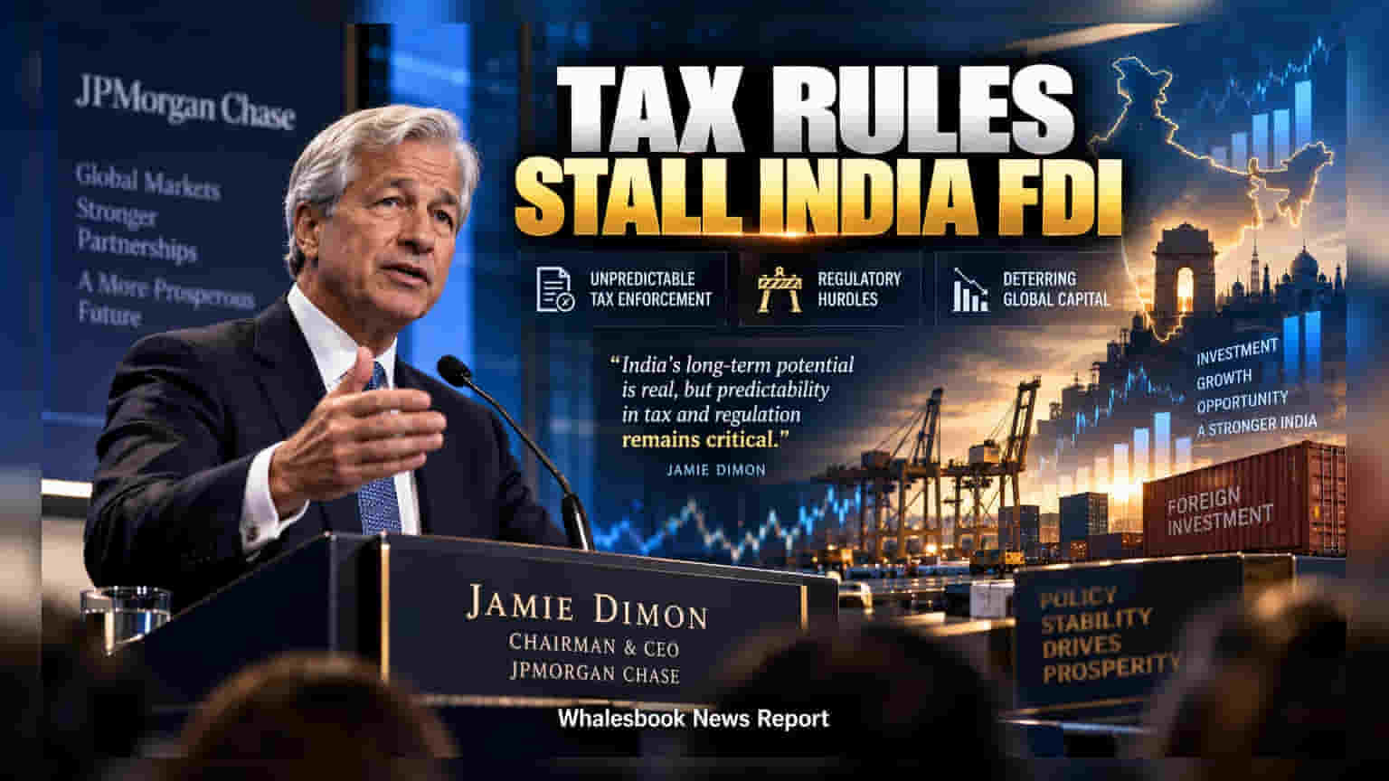 JPMorgan's Jamie Dimon Flags India Tax and Regulatory Hurdles