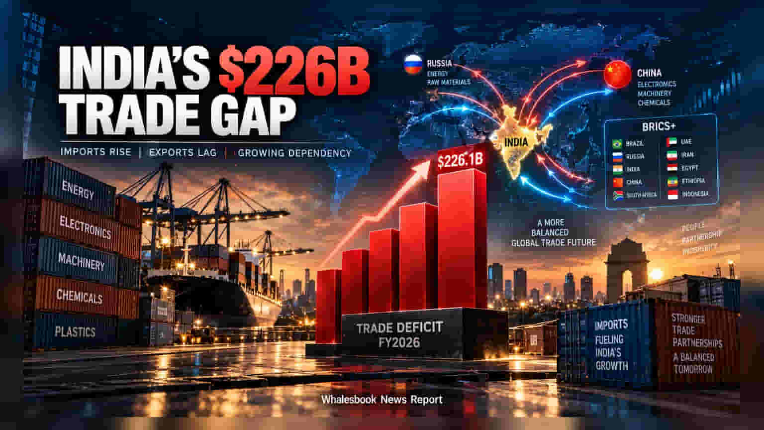 India-BRICS+ Trade: ભારતનું ટ્રેડ ડેફિસિટ પહોંચ્યું **$226 બિલિયન**ને પાર, અર્થતંત્ર સામે મોટો પડકાર