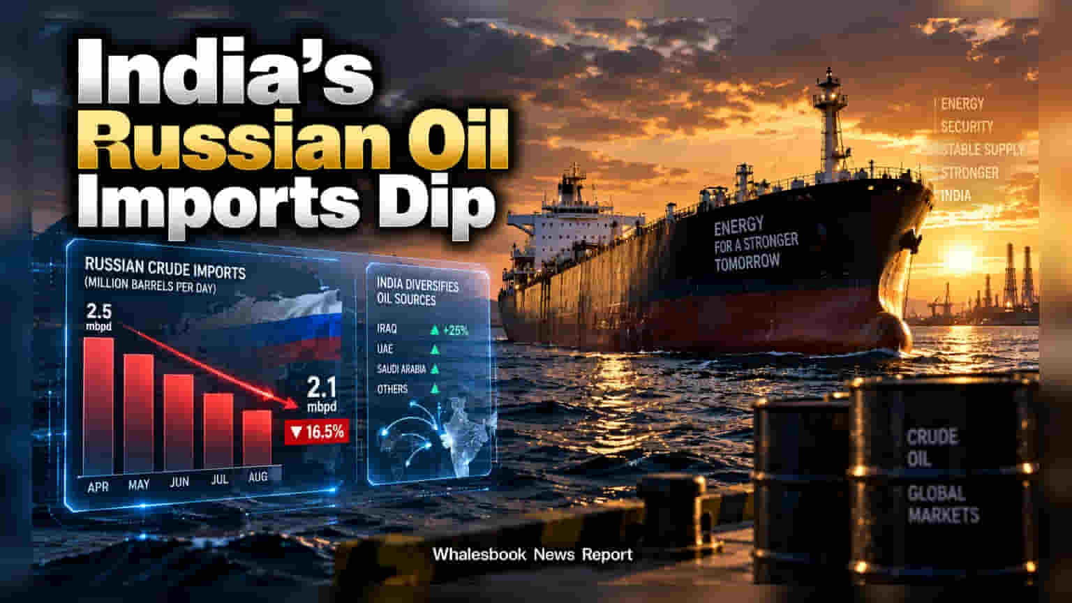 Indian Refiners Cut Russian Oil Imports by 16.5% in August