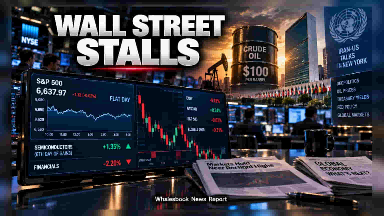 US Markets Stall Near Record Highs As Oil Prices Near $100