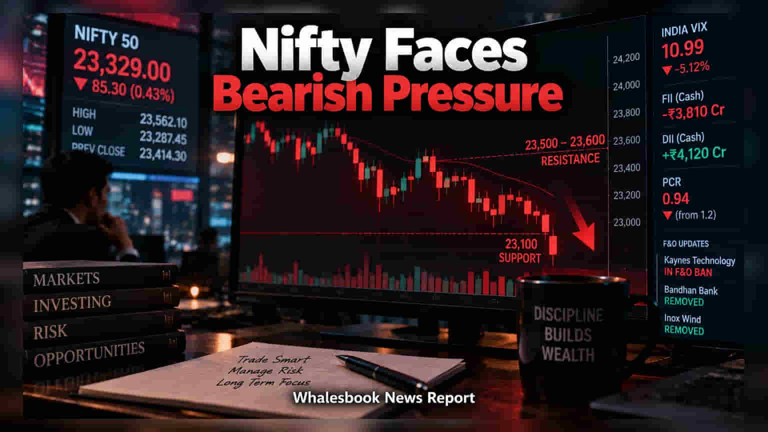 Nifty 50: **२३,६००** चा अडथळा पार करण्यास Nifty अपयशी, बाजारात **०.४३%** घसरण