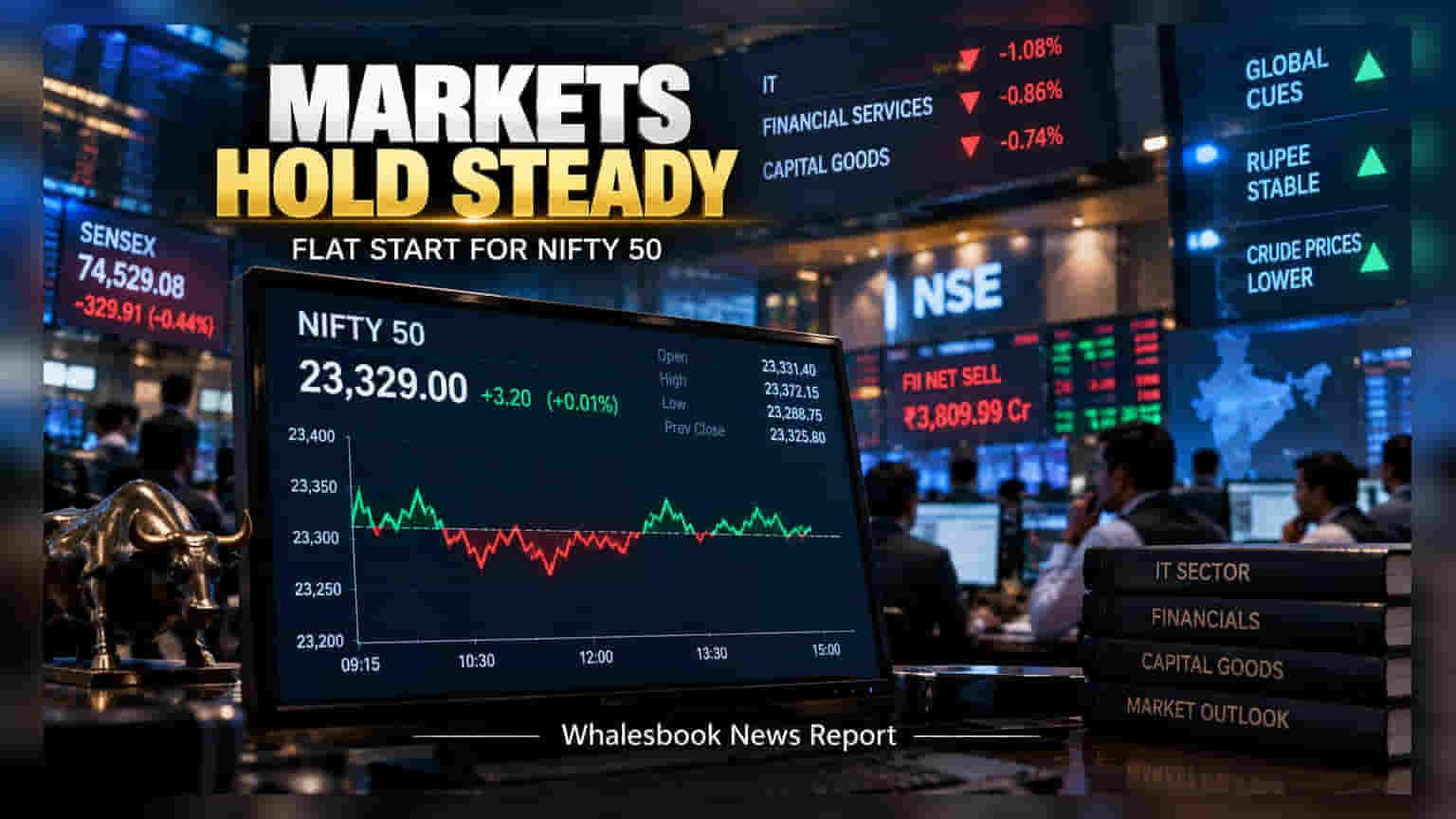 Indian Markets Eye Flat Start Amid Persistent FII Outflows