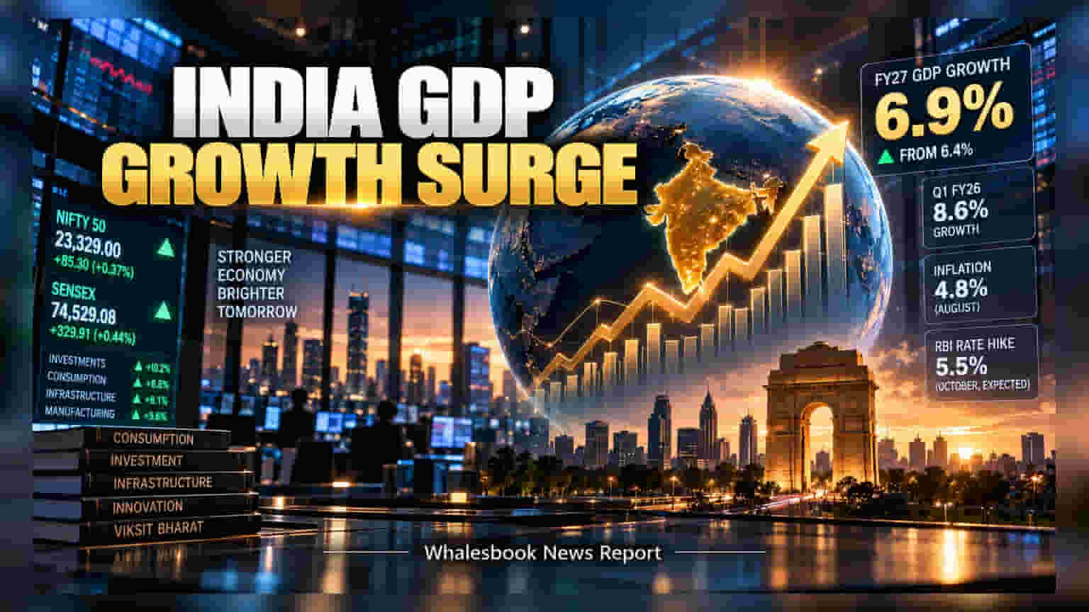 ભારતીય અર્થતંત્ર માટે સારા સમાચાર: Fitch એ FY27 માટે GDP ગ્રોથ અનુમાન વધારીને **6.9%** કર્યો