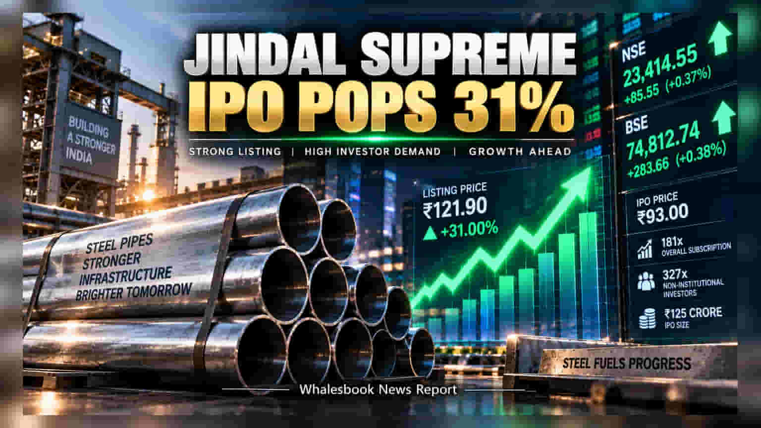 Jindal Supreme Listing: શેરબજારમાં તોફાની એન્ટ્રી, શેર **31%** ના પ્રીમિયમ સાથે લિસ્ટ થયો