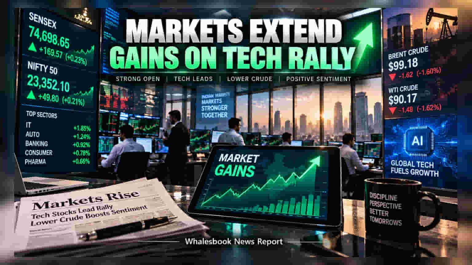 Sensex, Nifty: ਤੇਲ ਦੀਆਂ ਕੀਮਤਾਂ 'ਚ ਗਿਰਾਵਟ ਨਾਲ ਮਾਰਕੀਟ 'ਚ ਰੌਣਕ, Sensex ਅਤੇ Nifty ਚੜ੍ਹੇ