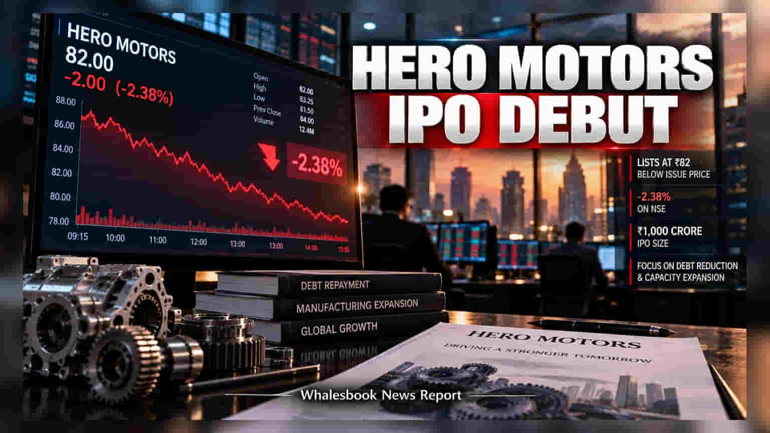 Hero Motors IPO: રોકાણકારોને નિરાશા, શેરનું **2.4%** ડિસ્કાઉન્ટ સાથે નબળું લિસ્ટિંગ