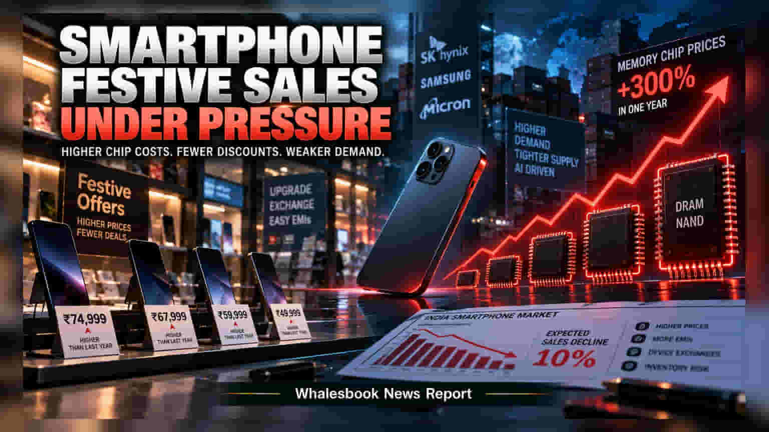 Smartphone Industry: मेमोरी चिप्स की कीमतों में **300%** का उछाल, इस फेस्टिव सीजन स्मार्टफोन खरीदना होगा महंगा