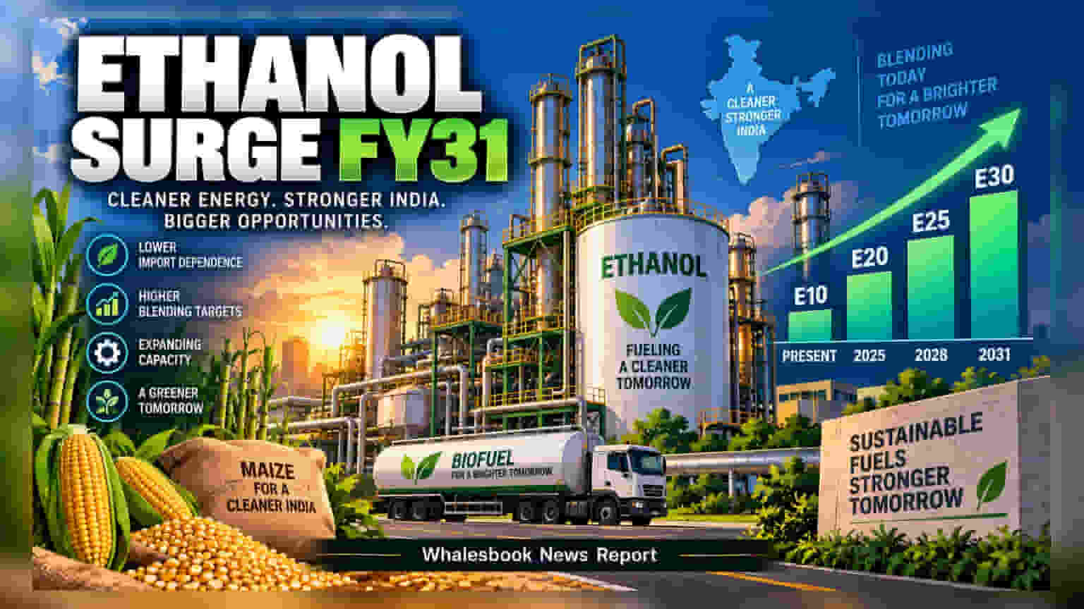 India's Ethanol Shift: E30 टार्गेटमुळे तेजीचे संकेत, पण कंपन्यांच्या मार्जिनवर टांगती तलवार