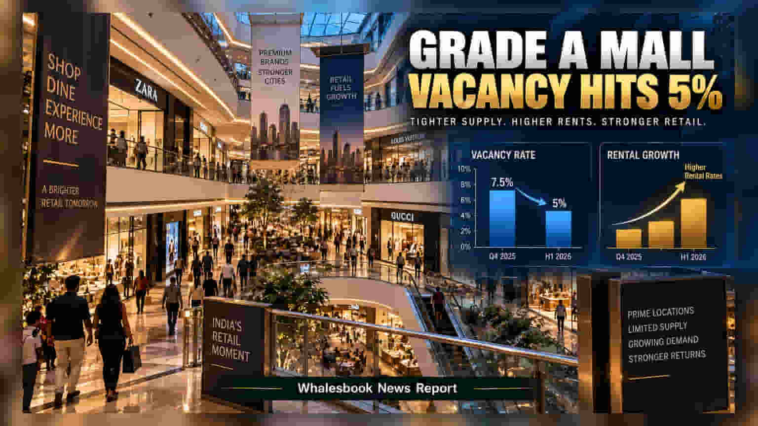 India Premium Mall Vacancy Hits 5% Low, Boosting Rent Outlook