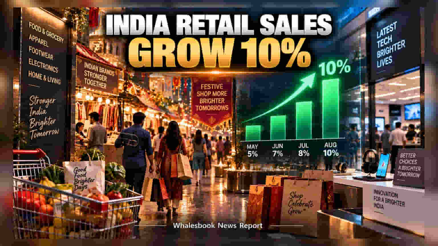 Indian Retail Sector: ઓગસ્ટમાં રિટેલ વેચાણમાં **10%**નો ઉછાળો, તહેવારો પહેલા ગ્રોસરી અને QSRની ડિમાન્ડ તેજ