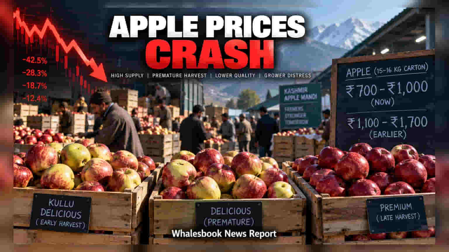 Kashmir Apple Market: ਸੇਬਾਂ ਦੀਆਂ ਕੀਮਤਾਂ ਵਿੱਚ ਭਾਰੀ ਗਿਰਾਵਟ, ਜਲਦਬਾਜ਼ੀ ਵਿੱਚ ਤੋੜੀ ਫਸਲ ਪਈ ਮਹਿੰਗੀ