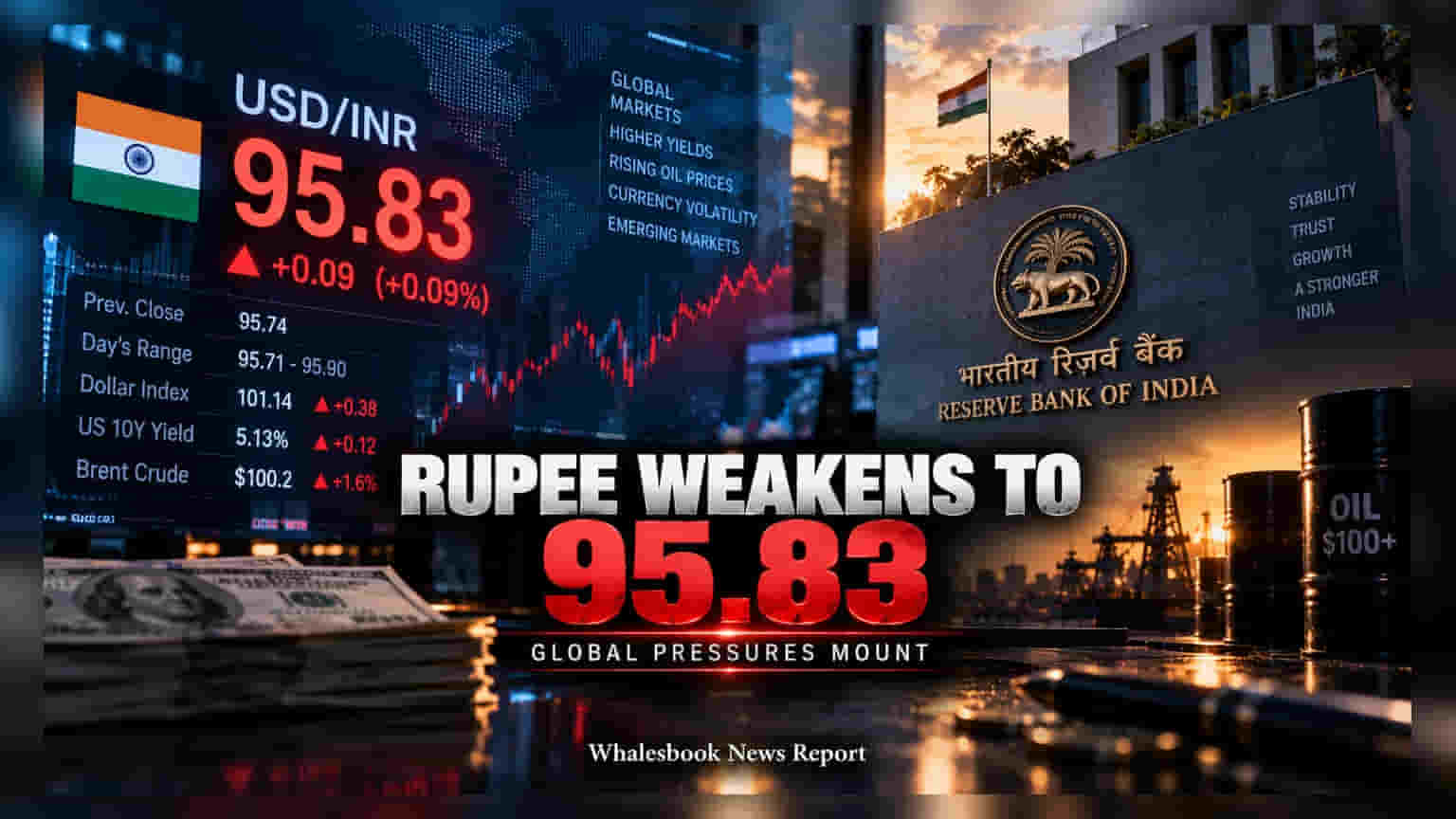 Indian Rupee: रुपया गडगडला! डॉलरसमोर **95.83** च्या पातळीवर, जाणून घ्या काय आहे कारण