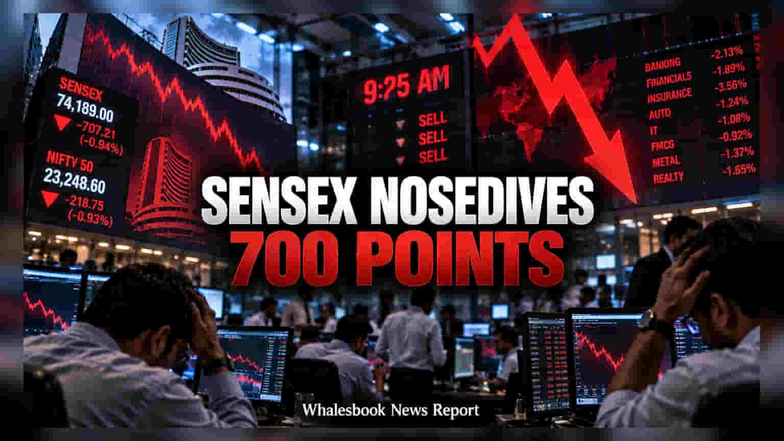 Sensex માર્કેટ ક્રેશ: બેન્કિંગ શેર્સમાં મોટો કડાકો, સેન્સેક્સ **707 પોઈન્ટ** ગગડ્યો