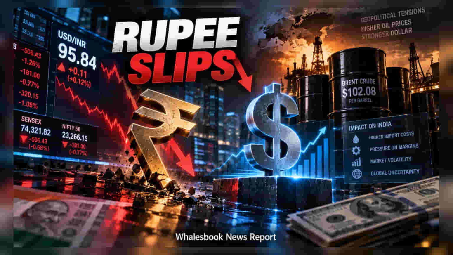 Rupee Dips to 95.84: ਕੱਚੇ ਤੇਲ ਦੀਆਂ ਕੀਮਤਾਂ ਅਤੇ ਗਲੋਬਲ ਤਣਾਅ ਨੇ ਹਿਲਾਇਆ ਰੁਪਈਆ, ਮਾਰਕੀਟ 'ਤੇ ਕੀ ਪਵੇਗਾ ਅਸਰ?