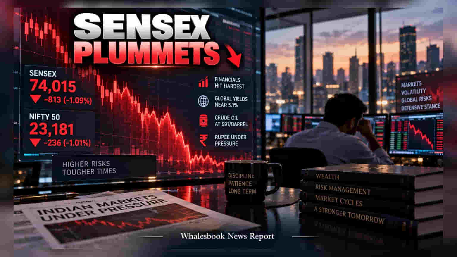 Sensex Slumps 813 Points Amid Rising US Yields and Oil Costs